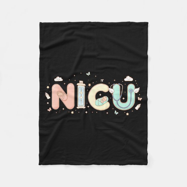 Manta Polar Nicu Nurse Valentine's Day Heart Stethoscope Scrub (Anverso)