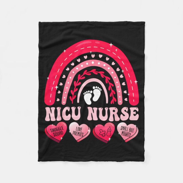 Manta Polar Nicu Nurse Valentines Day Rainbow Neonatal Rn Hear (Anverso)