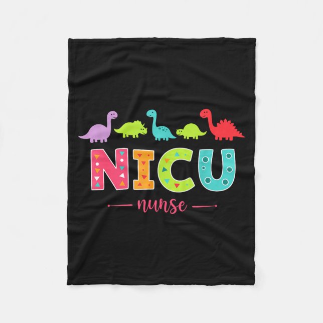 Manta Polar Nicu Nurse With Cute Dinosaurs Pediatric For Women (Anverso)
