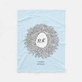 Manta Polar Nido y Huevo personalizados Iniciales y Nombre Azu