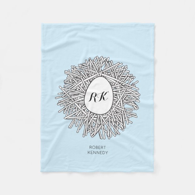 Manta Polar Nido y Huevo personalizados Iniciales y Nombre Azu (Anverso)