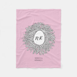 Manta Polar Nido y Huevo personalizados Iniciales y Nombre Ros