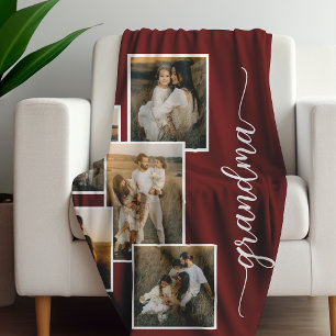 Manta Polar Nieto de la abuela roja personalizada 5 Collages d