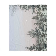 Nieve cubierta Pino Árboles Moon Sunset