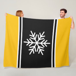 Manta Polar Nieve Nórdica Negra Naranja Amarillo Rayas Negrita