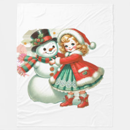 Manta Polar Niña abraza a su Snowman