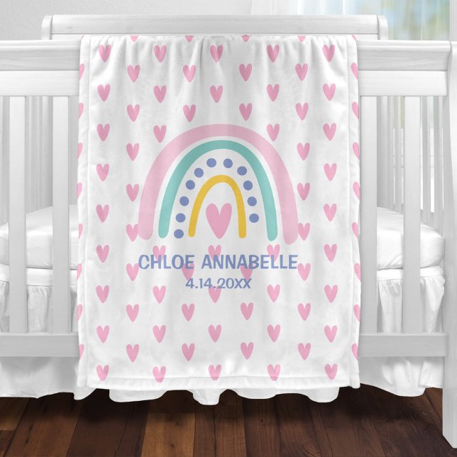 Manta Polar Niña Arcoíris y Corazones Personalizado (Subido por el creador)