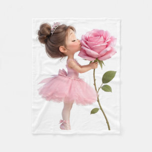 Manta Polar Niña Bailarina Linda Besando una Rosa Rosa Gigante