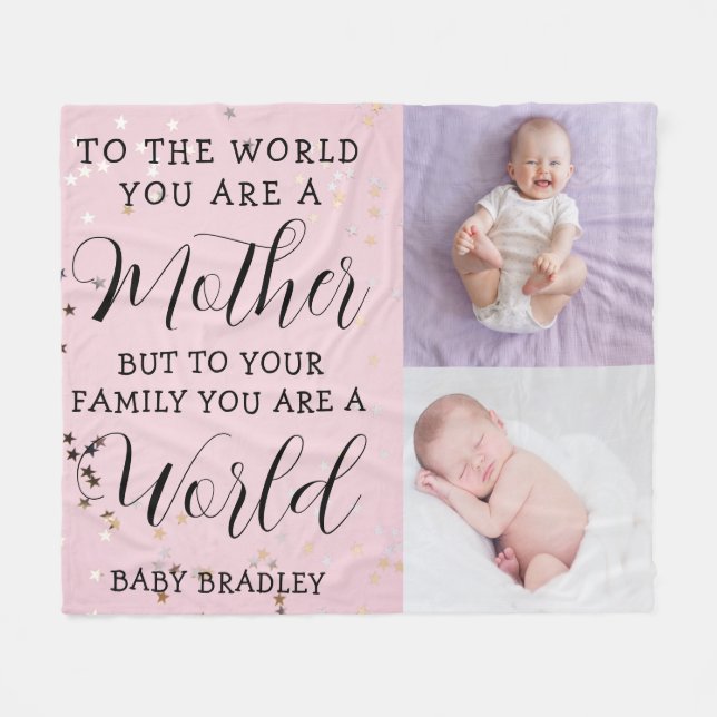 Manta Polar Niña Collage de fotos de primer año Keepsake rosa (Frente (Horizontal))