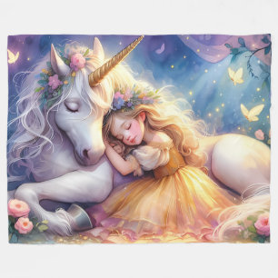 Manta Polar Niña Durmiendo Paisaje de Sueños de Unicornio