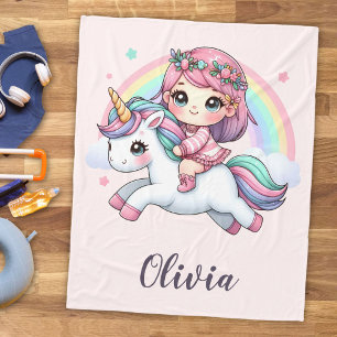 Manta Polar Niña encantadora en Unicornio