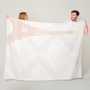 Manta Polar Niña Floral Coral Pale Peach Eiffel Tower