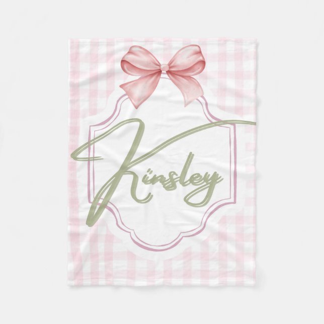Manta Polar Niña Kinsley Bow&Gingham personalizada (Anverso)