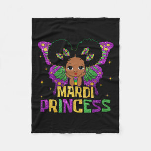 Manta Polar Niña Mardi Gras Princesa Melanina Negra Chica