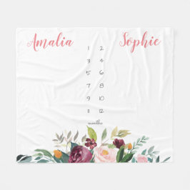 Manta Polar Niña melliza hidalgo flores acuáticas rosadas