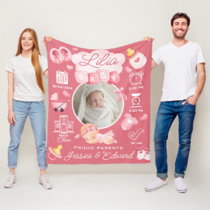 Manta Polar Niña pequeña linda Nacida Estrellas Pink Newborn M