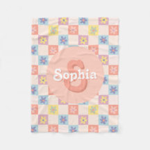 Niñas Groovy Rosa Retro 70s Monograma Infantil