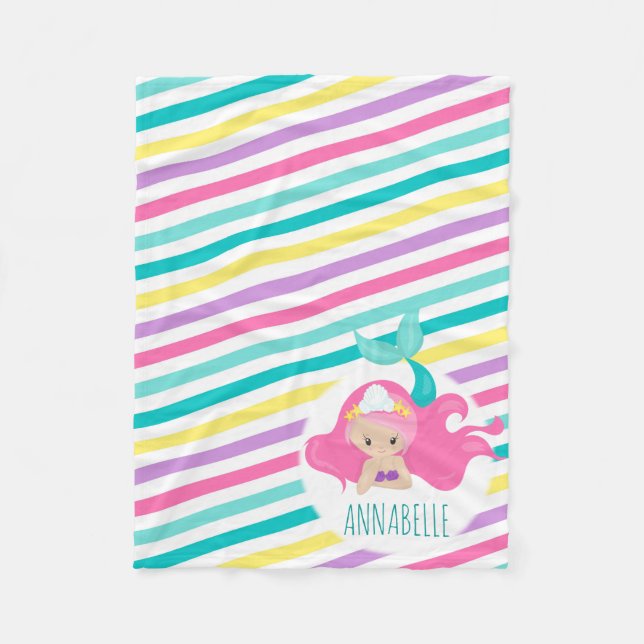 Manta Polar Niñas princesas de sirvienta con franjas azules ro (Anverso)