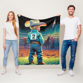 Manta Polar Niñito en Rodeo cerca caballos de la bandera estad