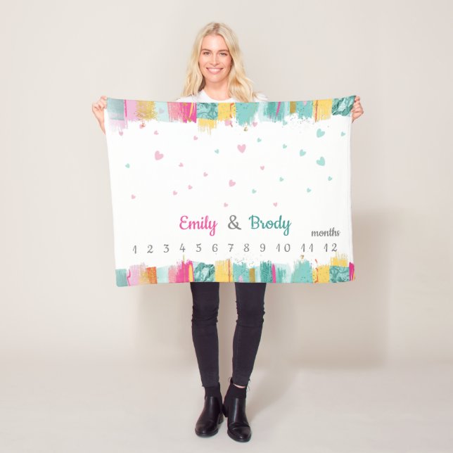 Manta Polar Niño Chica azul rosado gemelo (In situ)