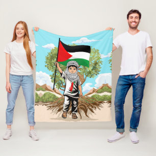 Manta Polar Niño con bandera palestina de Keffiyeh y olivo
