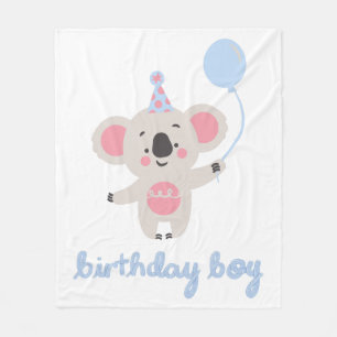 Manta Polar Niño De Cumpleaños Teddy Oso Con Un Globo