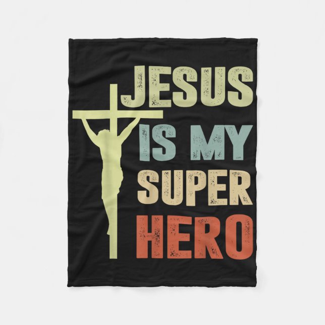 Manta Polar Niño Jesús es mi superhéroe Dios Cristiano Hijo Br (Anverso)