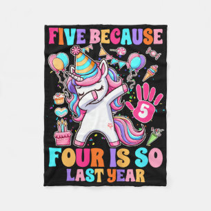 Manta Polar Niños 5 Chicas de cumpleaños Unicornio 5 porque 4 