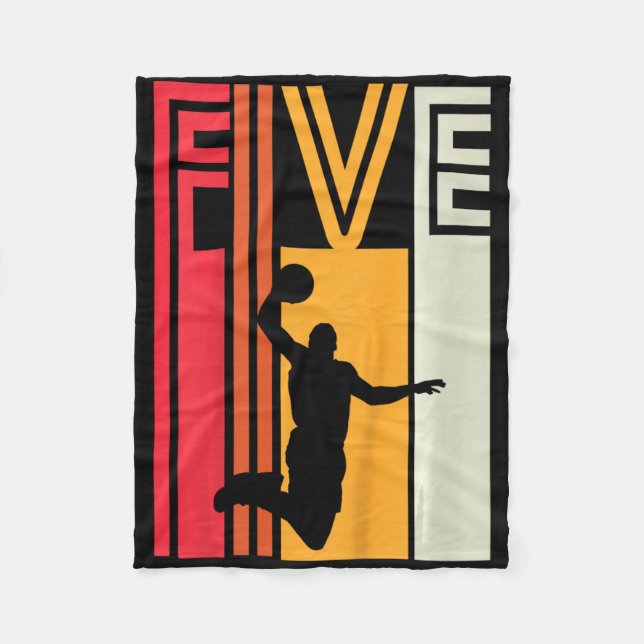 Manta Polar Niños 5 cumpleaños Bysketbyll Lover Regalo 5 años  (Anverso)