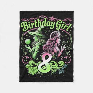 Manta Polar Niños 8 Aniversario Bruja Rosa Y Verde De 8 Años