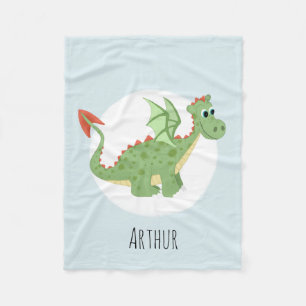 Manta Polar Niños adorables Personalizados del Dragón Verde co