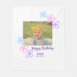 Manta Polar Niños bebé primer cumpleaños añadir fecha añadir f