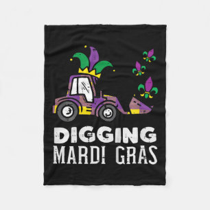 Manta Polar Niños cavando Mardi Gras Bulldozer Truck Cute Boys