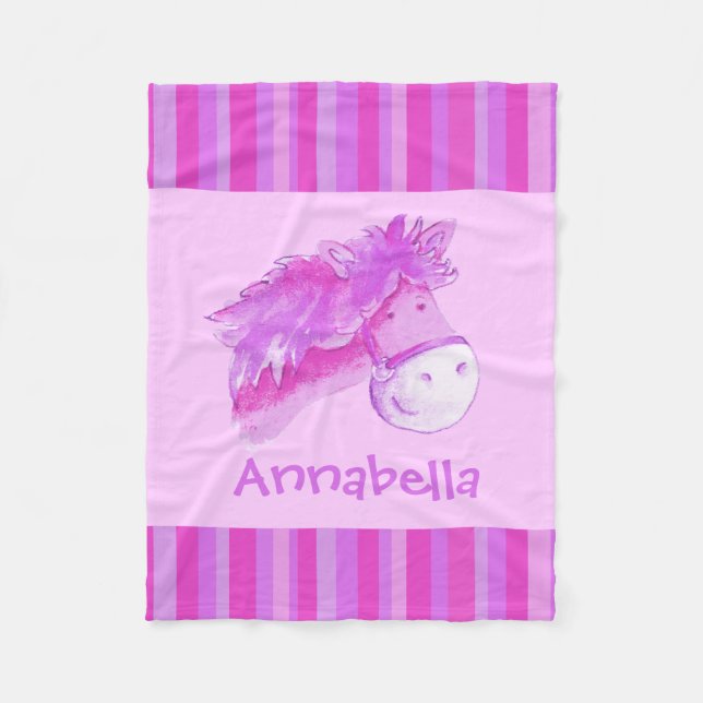 Manta Polar Niños chicas llamados pony púrpura rayas brillante (Anverso)