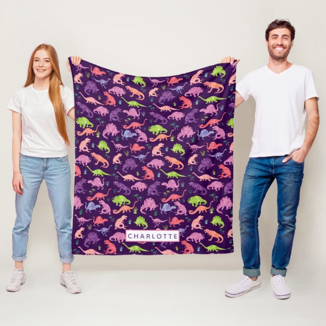 Manta Polar Niños Chicas morados rosados de dinosaurios person (In situ)