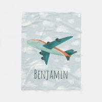 Niños con avión azul estirado y moderno