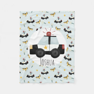 Manta Polar Niños con un patrón de auto de la policía azul con