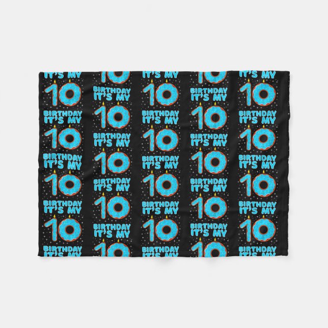 Manta Polar Niños Cumpleaños Chica de 10 años  (Frente (Horizontal))