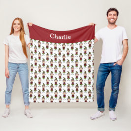 Manta Polar Niños Cute Blanco Rojo Añadir Un Nombre Navidades