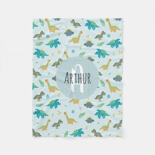 Manta Polar Niños Cute Blue T-Rex Jungle Dinosaur Pattern Niño (Anverso)