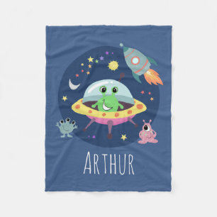 Manta Polar Niños Cute Space Alien Rocket Personalizado y Nomb