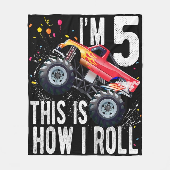 Manta Polar Niños De 5 Años De Edad Quinto Camión Monstruo De  (Anverso)