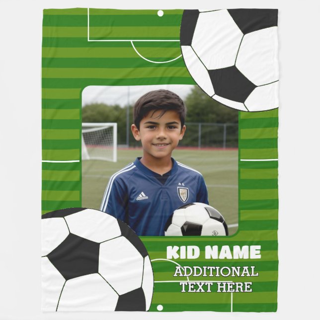 Manta Polar Niños de fútbol personalizados (Anverso)