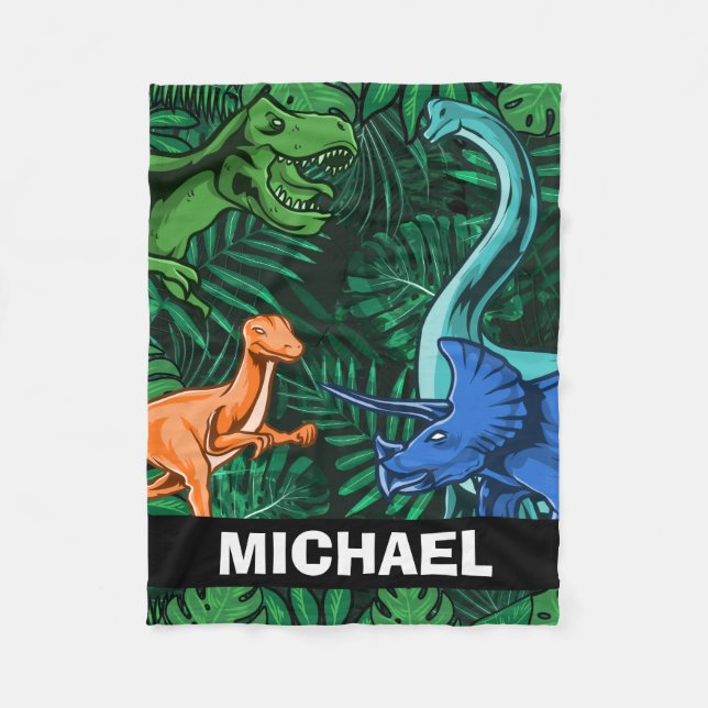 Manta Polar Niños dinosaurios Dino Jurassic Trex Boy (Anverso)