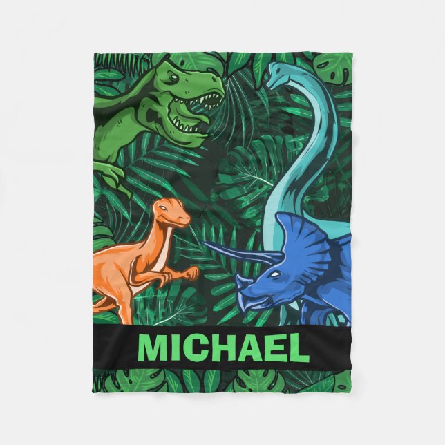 Manta Polar Niños dinosaurios Dino Jurassic Trex Boy Personali (Anverso)