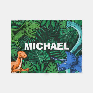 Manta Polar Niños dinosaurios personalizados Dino Jurassic Tre