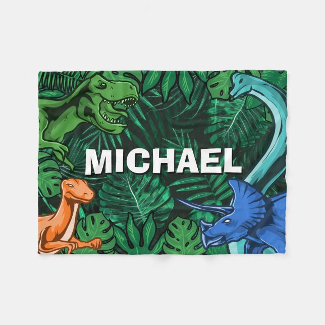 Manta Polar Niños dinosaurios personalizados Dino Jurassic Tre (Frente (Horizontal))