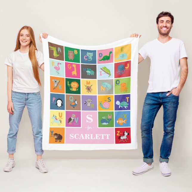 Manta Polar Niños divertidos de alfabeto animal habitación beb (In situ)