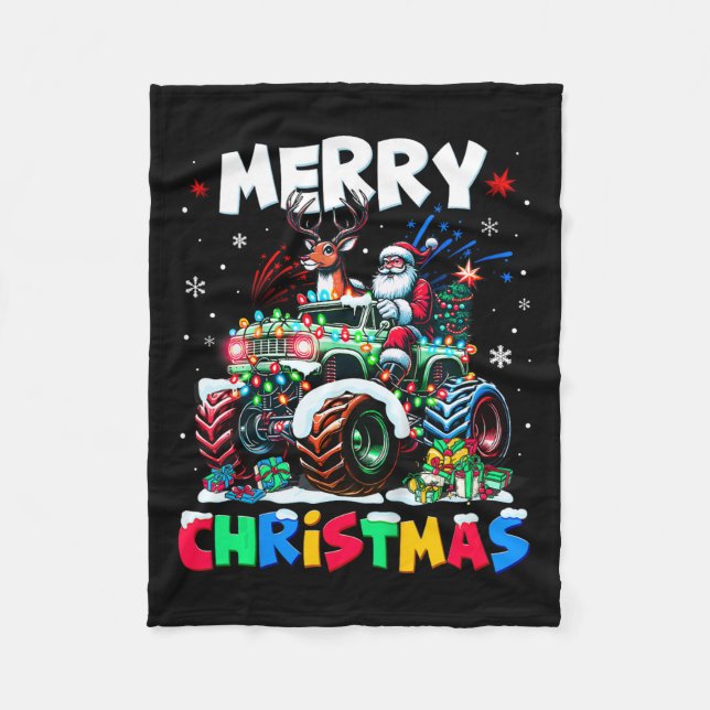 Manta Polar Niños Feliz Navidad Nochebuena Monstruo Camión San (Anverso)