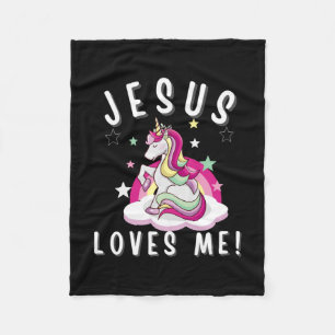 Manta Polar Niños Jesús Me Ama Chicas Cristianos Unicornio